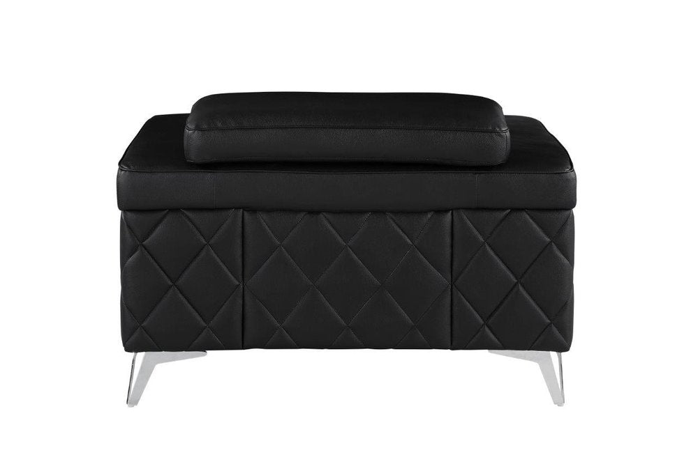 42" Black And Silver Top Grain Leather Club Chair HomeRoots
