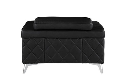 42" Black And Silver Top Grain Leather Club Chair HomeRoots