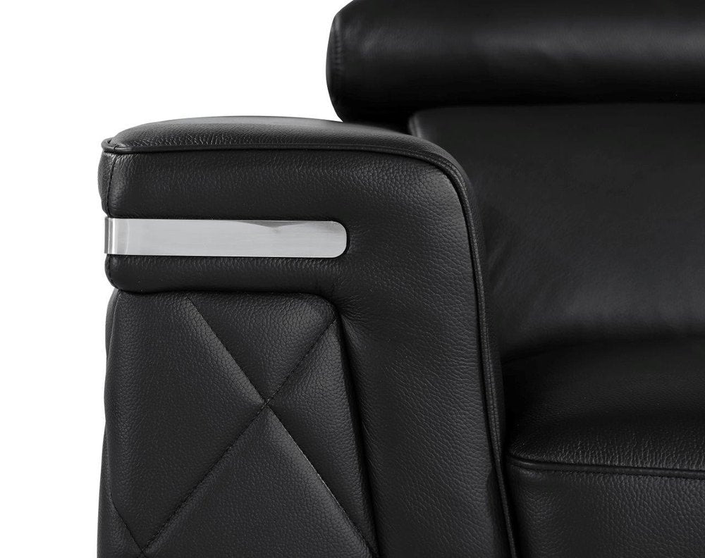 42" Black And Silver Top Grain Leather Club Chair HomeRoots