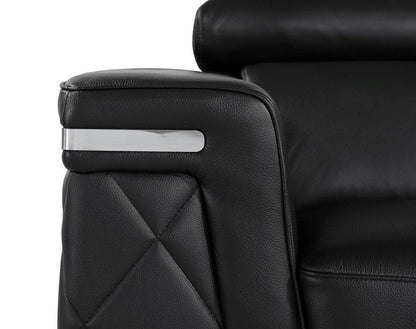 42" Black And Silver Top Grain Leather Club Chair HomeRoots