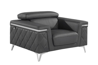 42" Gray And Silver Top Grain Leather Club Chair HomeRoots