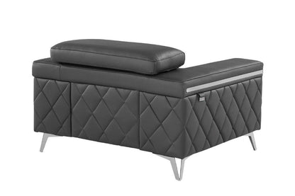 42" Gray And Silver Top Grain Leather Club Chair HomeRoots