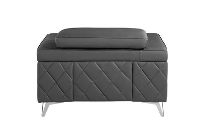 42" Gray And Silver Top Grain Leather Club Chair HomeRoots