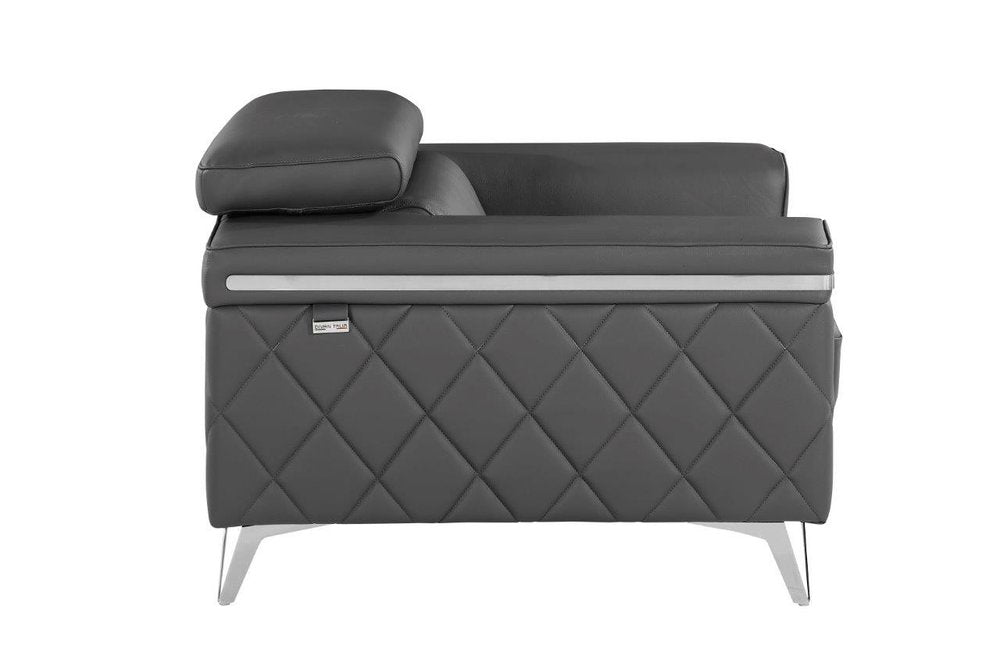 42" Gray And Silver Top Grain Leather Club Chair HomeRoots