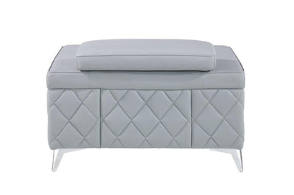 42" Light Gray And Silver Top Grain Leather Club Chair HomeRoots