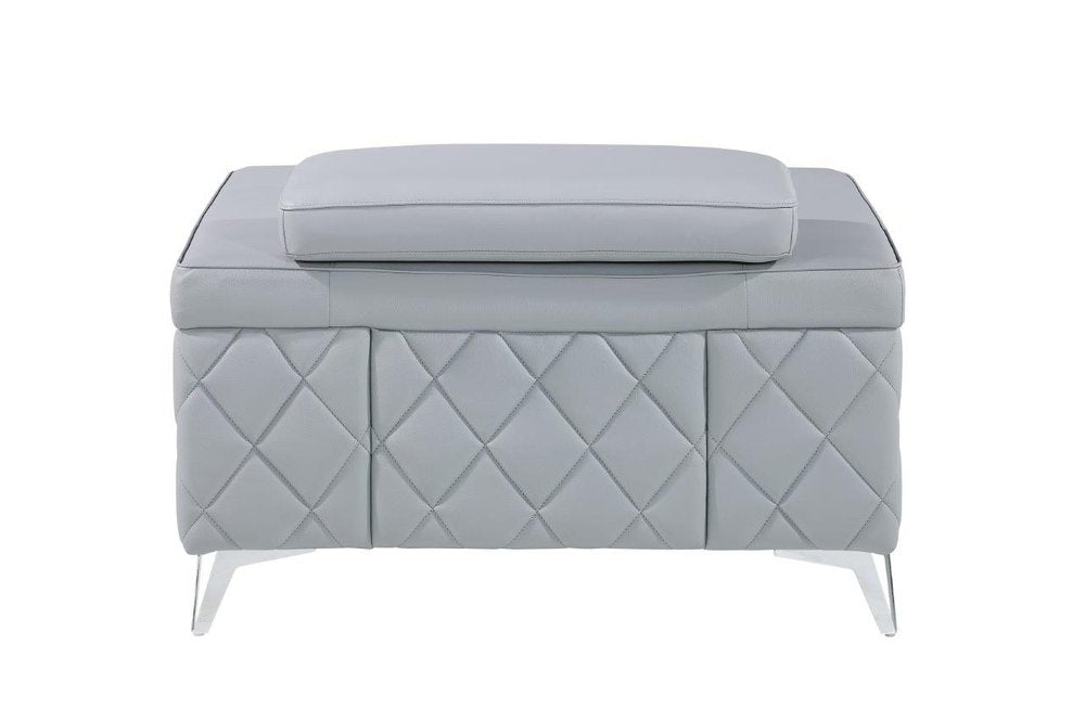 42" Light Gray And Silver Top Grain Leather Club Chair HomeRoots