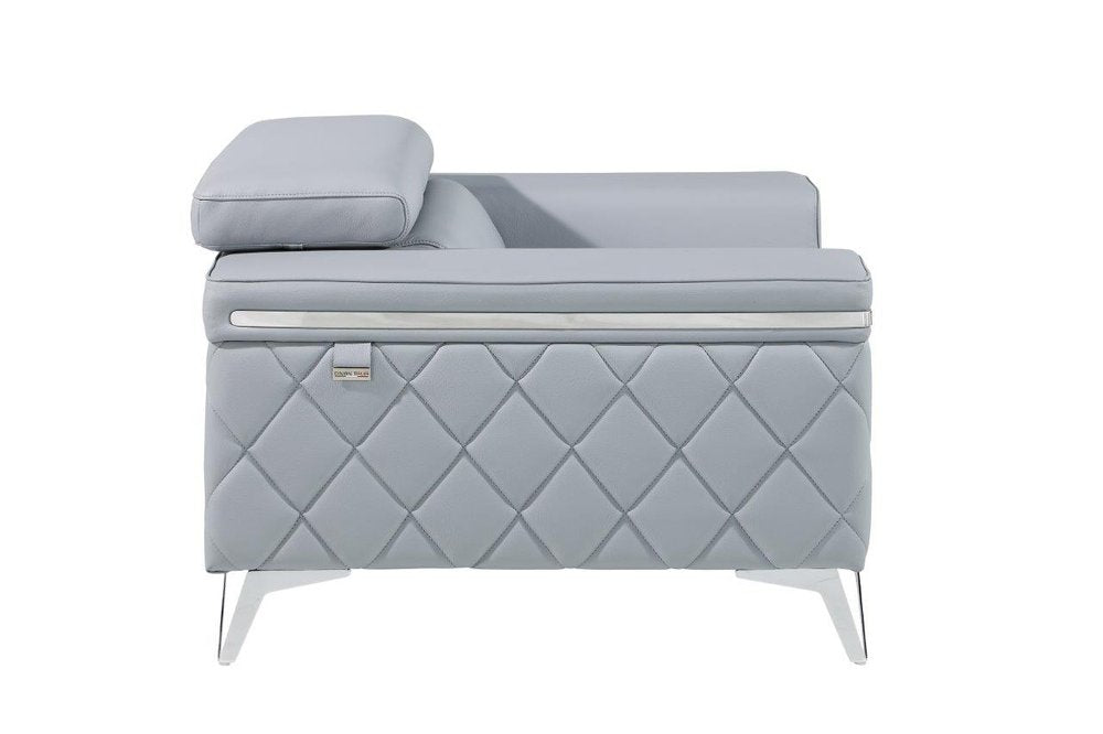 42" Light Gray And Silver Top Grain Leather Club Chair HomeRoots