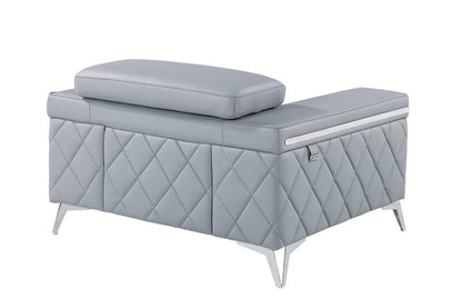 42" Light Gray And Silver Top Grain Leather Club Chair HomeRoots