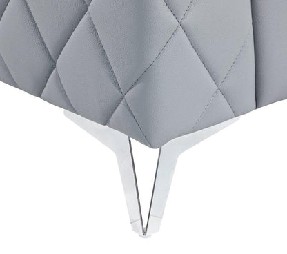 42" Light Gray And Silver Top Grain Leather Club Chair HomeRoots