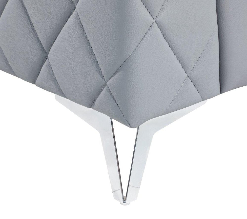 42" Light Gray And Silver Top Grain Leather Club Chair HomeRoots