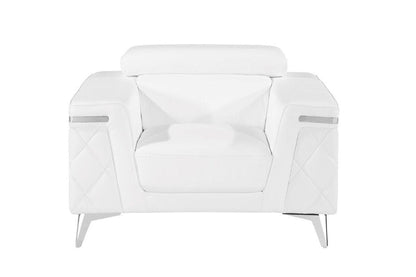 42" White And Silver Top Grain Leather Club Chair HomeRoots