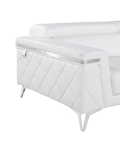 42" White And Silver Top Grain Leather Club Chair HomeRoots