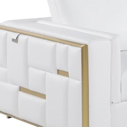 73" White And Silver Metallic Top Grain Leather Loveseat HomeRoots