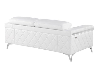 70" White And Silver Metallic Top Grain Leather Loveseat HomeRoots