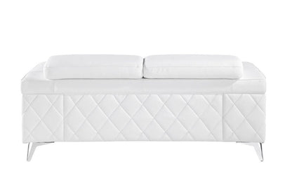 70" White And Silver Metallic Top Grain Leather Loveseat HomeRoots