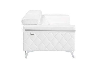 70" White And Silver Metallic Top Grain Leather Loveseat HomeRoots