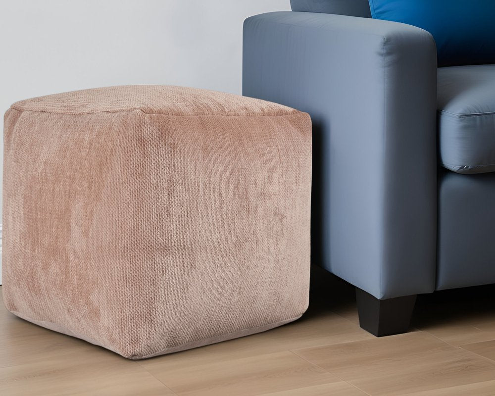 18" Gray Chenille Cube Pouf Ottoman HomeRoots