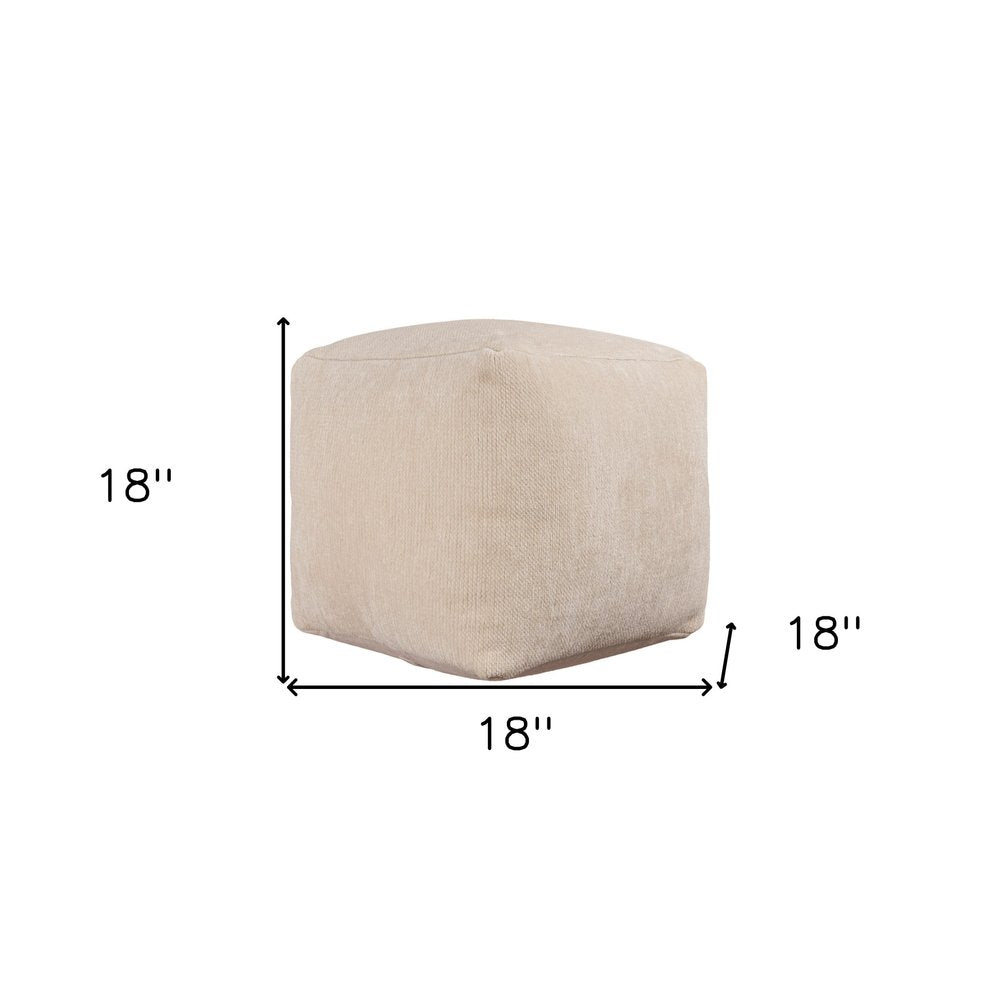18" Gray Chenille Cube Pouf Ottoman HomeRoots