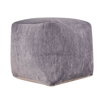 18" Blue Chenille Cube Pouf Ottoman HomeRoots