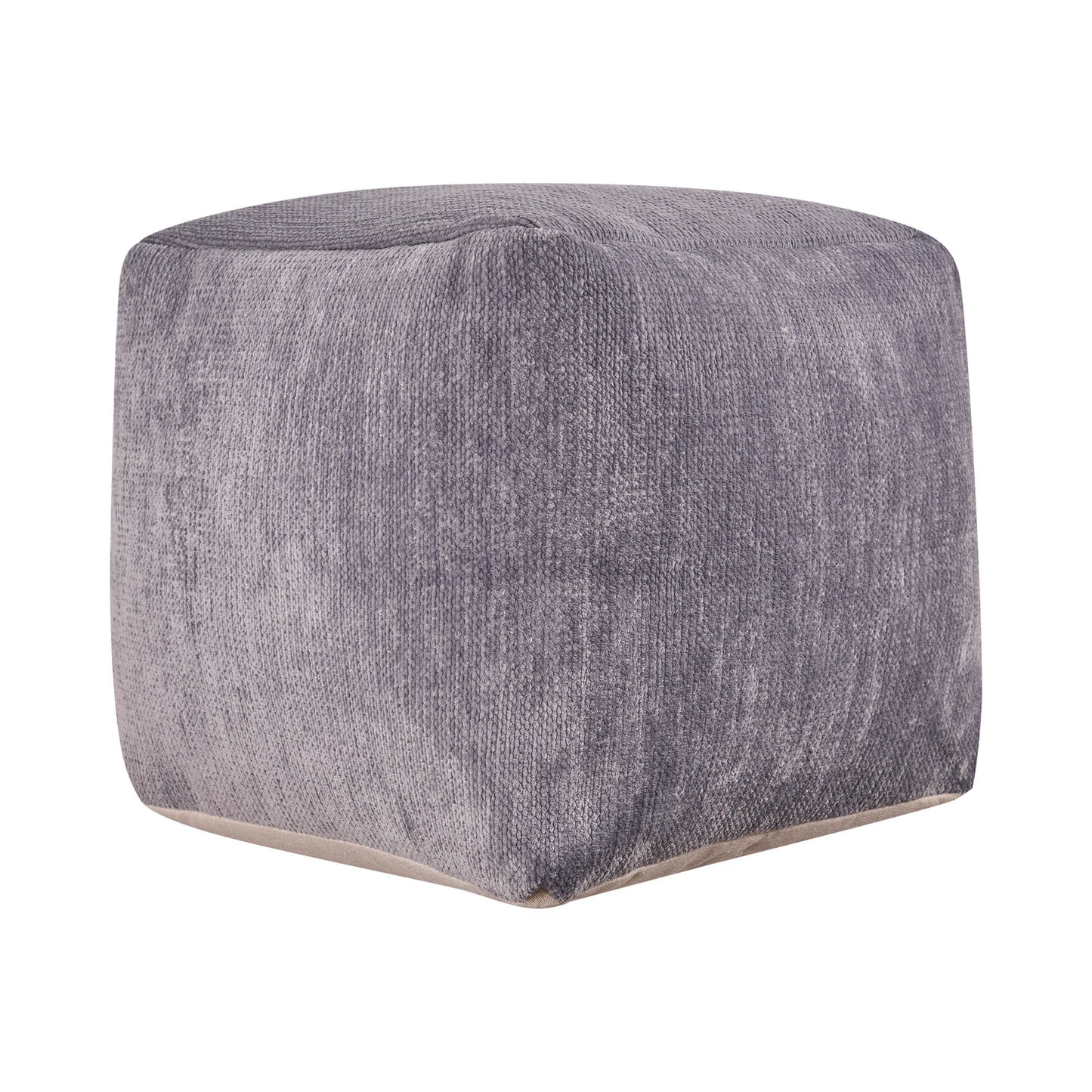 18" Gray Chenille Cube Pouf Ottoman