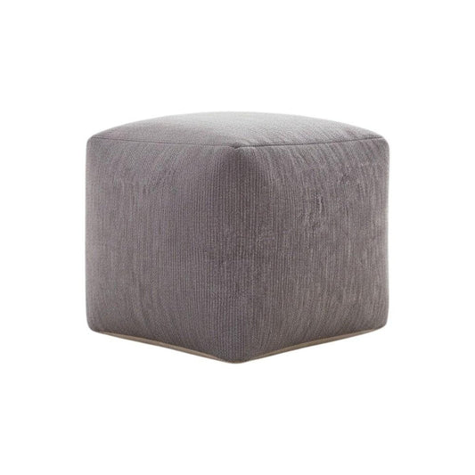 18" Gray Chenille Cube Pouf Ottoman HomeRoots