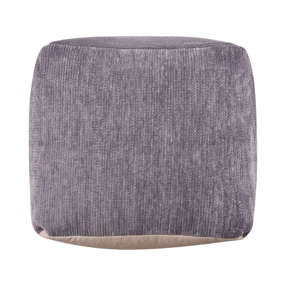 18" Blue Chenille Cube Pouf Ottoman HomeRoots