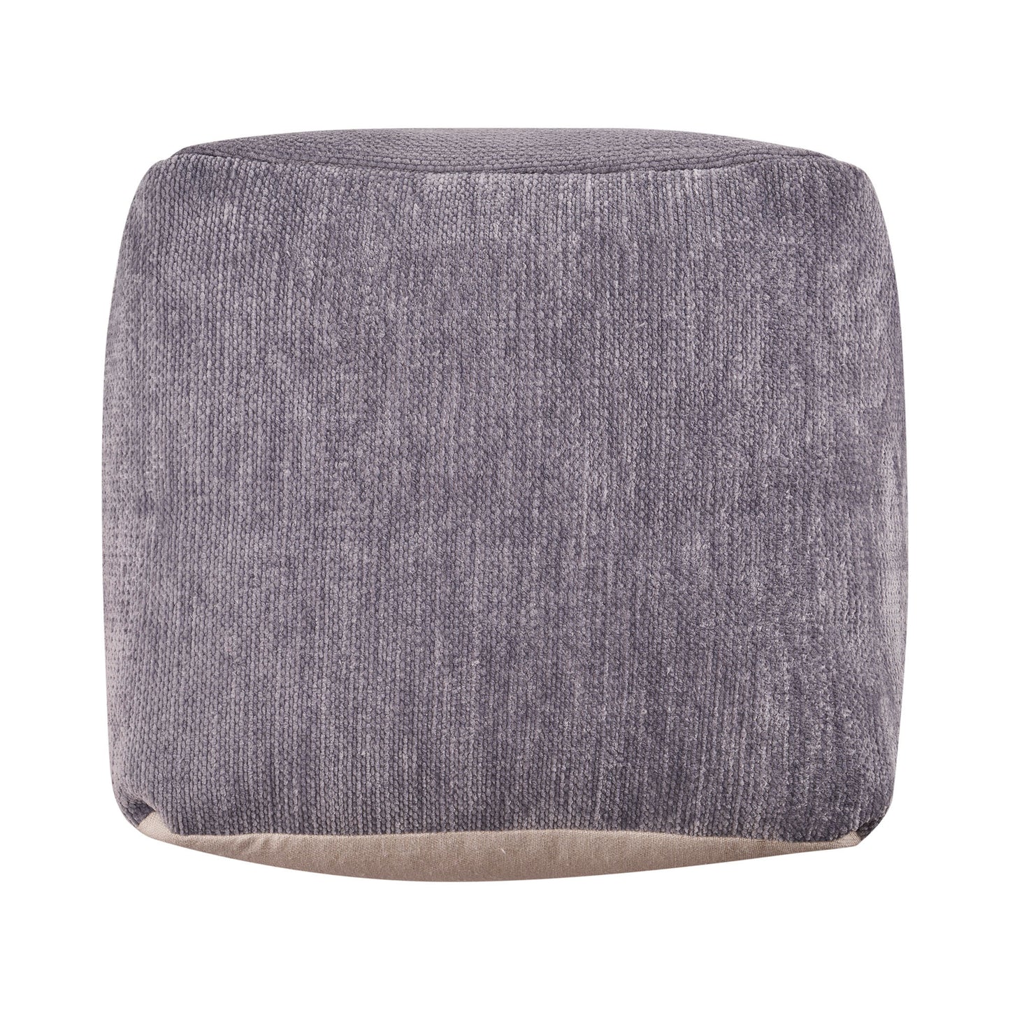 18" Blue Chenille Cube Pouf Ottoman