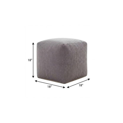 18" Gray Chenille Cube Pouf Ottoman HomeRoots