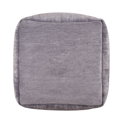 18" Gray Chenille Cube Pouf Ottoman