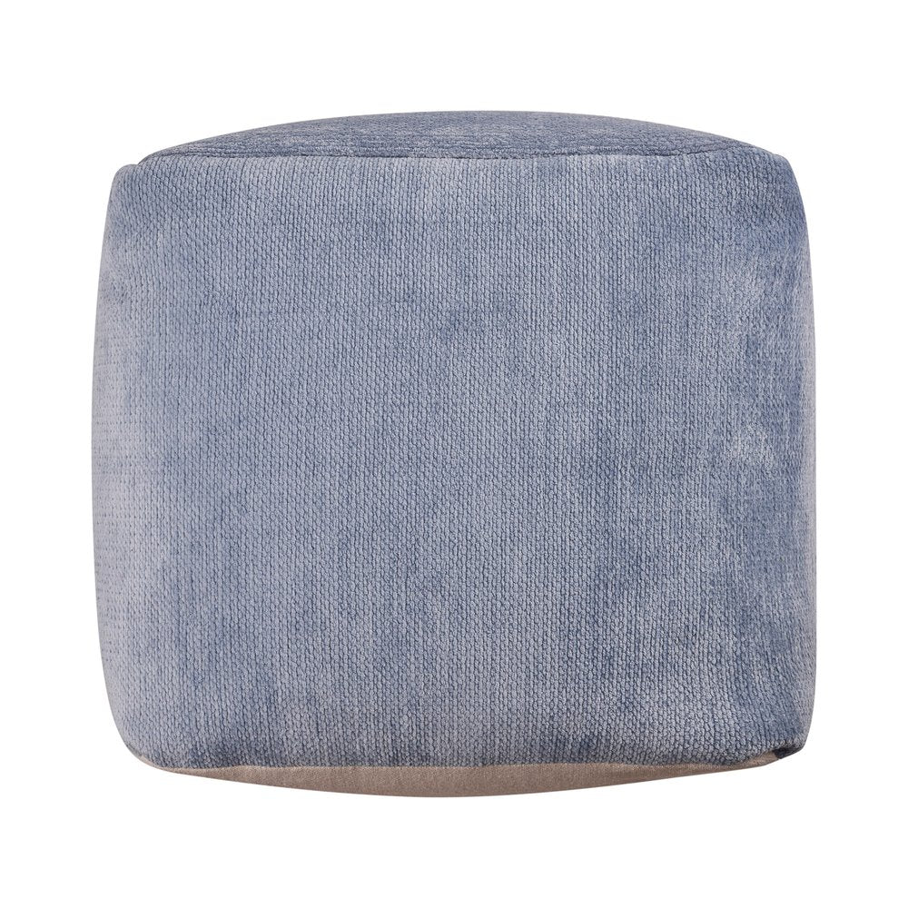 18" Blue Chenille Cube Pouf Ottoman HomeRoots