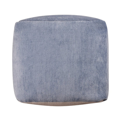 18" Blue Chenille Cube Pouf Ottoman HomeRoots