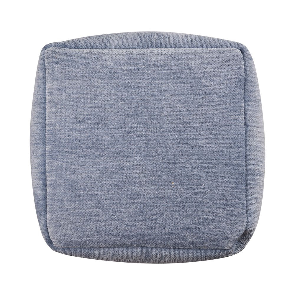 18" Blue Chenille Cube Pouf Ottoman HomeRoots