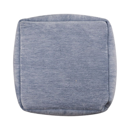 18" Blue Chenille Cube Pouf Ottoman HomeRoots
