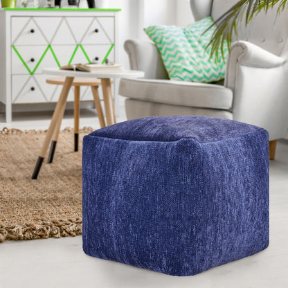 18" Gray Chenille Cube Pouf Ottoman