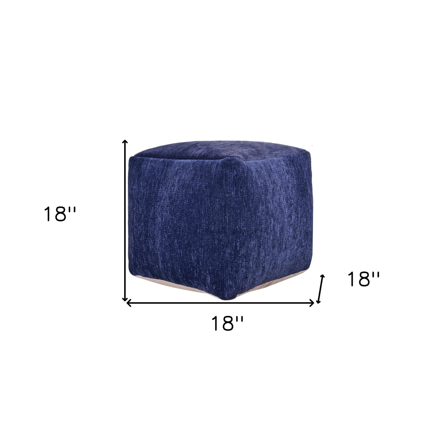 18" Gray Chenille Cube Pouf Ottoman