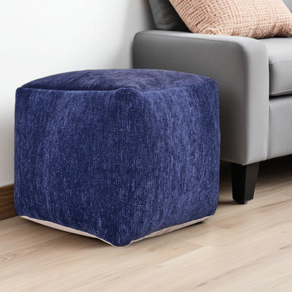 18" Gray Chenille Cube Pouf Ottoman