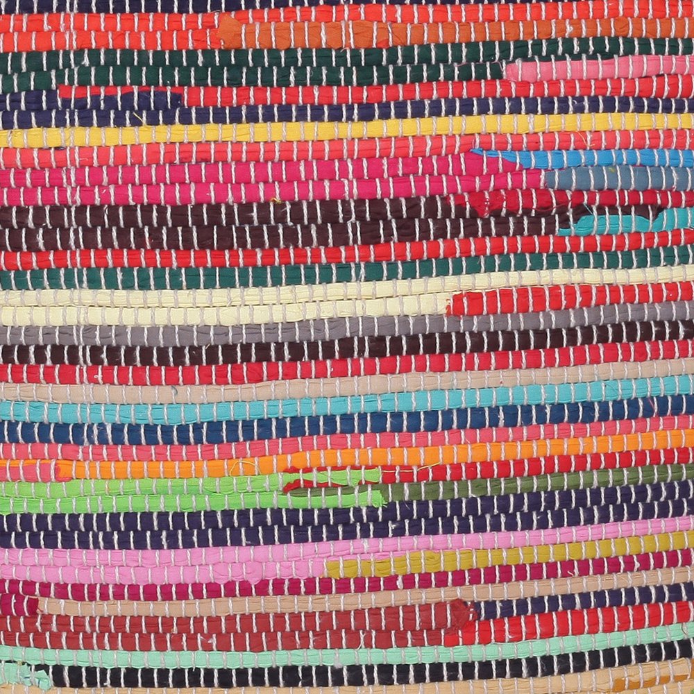 18" Red And Black Cotton Cube Striped Pouf Ottoman HomeRoots