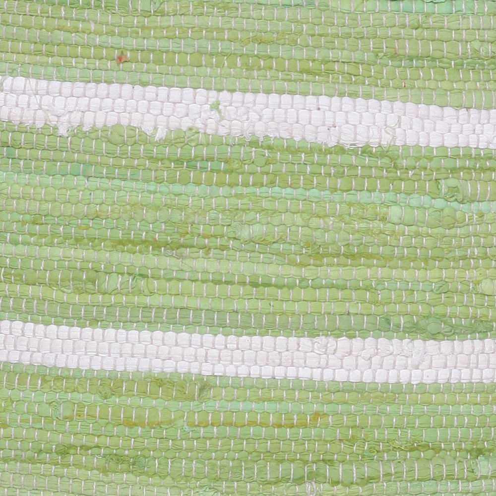 18" Green and White Cotton Striped Cube Pouf Ottoman HomeRoots