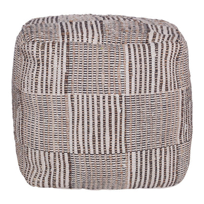 18" Brown Cotton Cube Geometric Pouf Ottoman HomeRoots