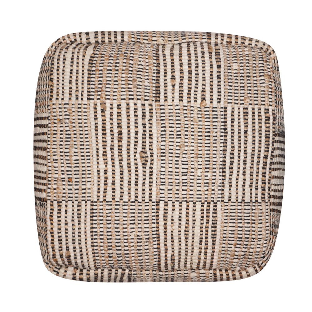 18" Brown Cotton Cube Geometric Pouf Ottoman HomeRoots