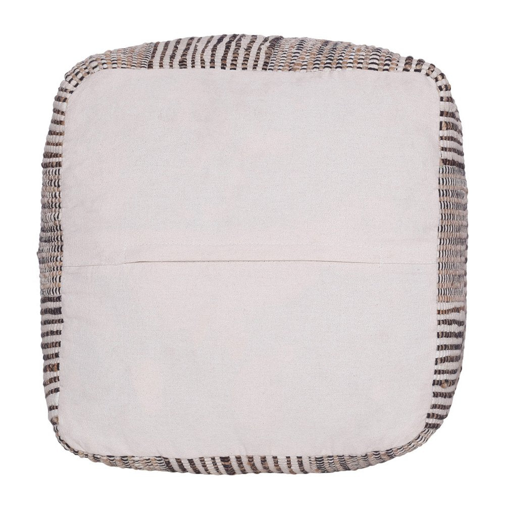18" Brown Cotton Cube Geometric Pouf Ottoman HomeRoots