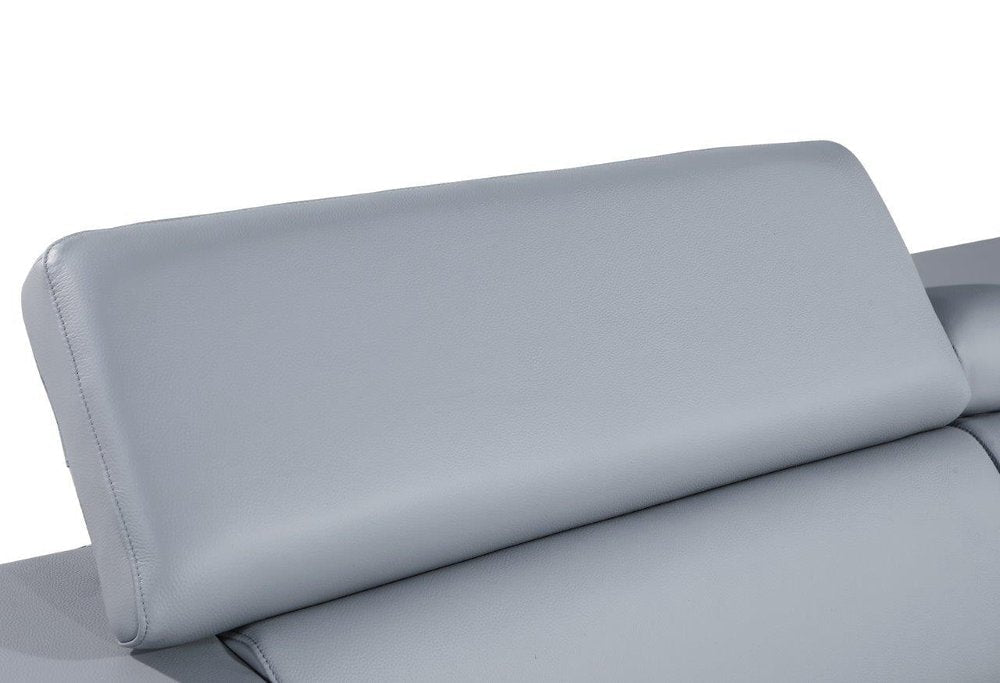 89" Light Blue Italian Leather Sofa With Silver Legs HomeRoots