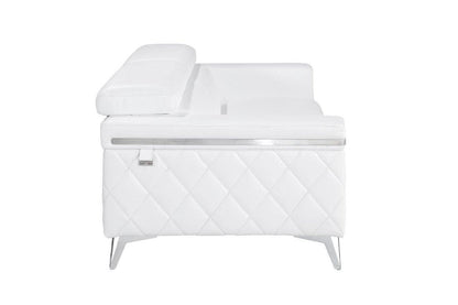 89" White Italian Leather Sofa With Silver Legs HomeRoots