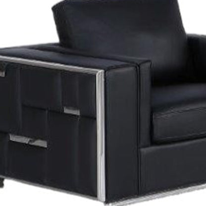 Black Top Grain Leather Five Person Seating Set HomeRoots