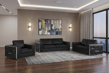 Black Top Grain Leather Five Person Seating Set HomeRoots