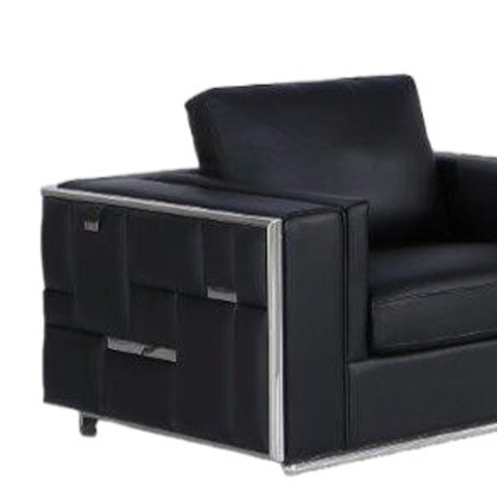 Black Top Grain Leather Five Person Seating Set HomeRoots