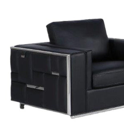 Black Top Grain Leather Five Person Seating Set HomeRoots