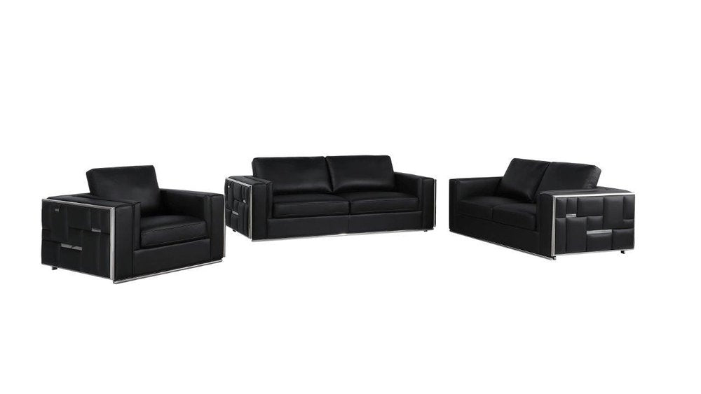 Black Top Grain Leather Five Person Seating Set HomeRoots