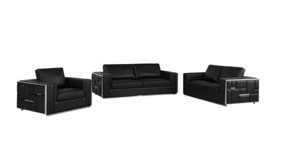 Black Top Grain Leather Five Person Seating Set HomeRoots