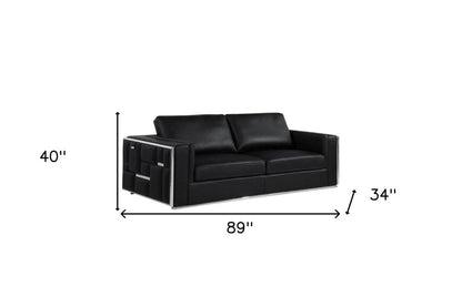 Black Top Grain Leather Five Person Seating Set HomeRoots